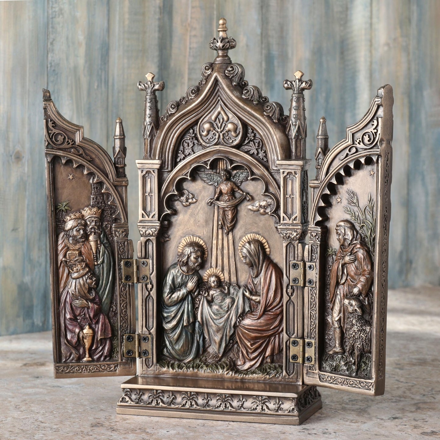 Nativity In Cathedral Triptych Statue Sculpture