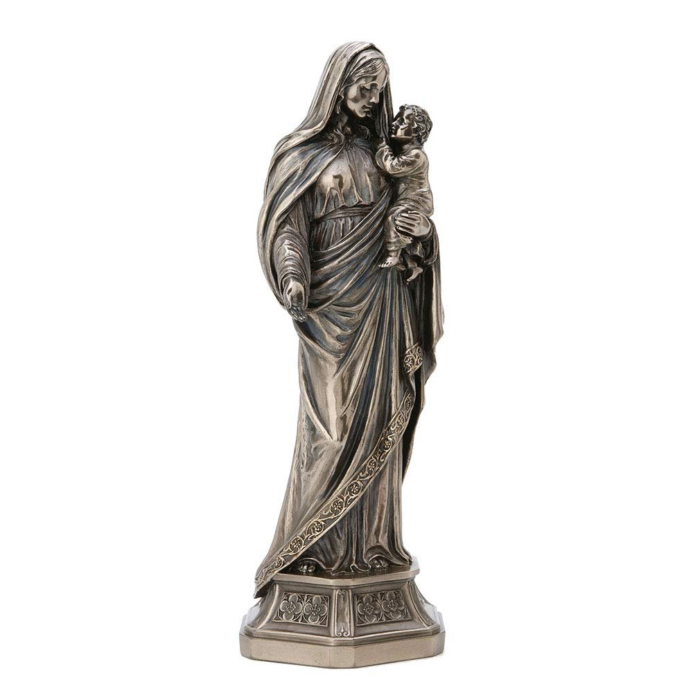 Veronese Design 11.5 Inch Holy Mother Mary Holding Infant Jesus Antique Bronze Finish Sculpture Religious Figurine