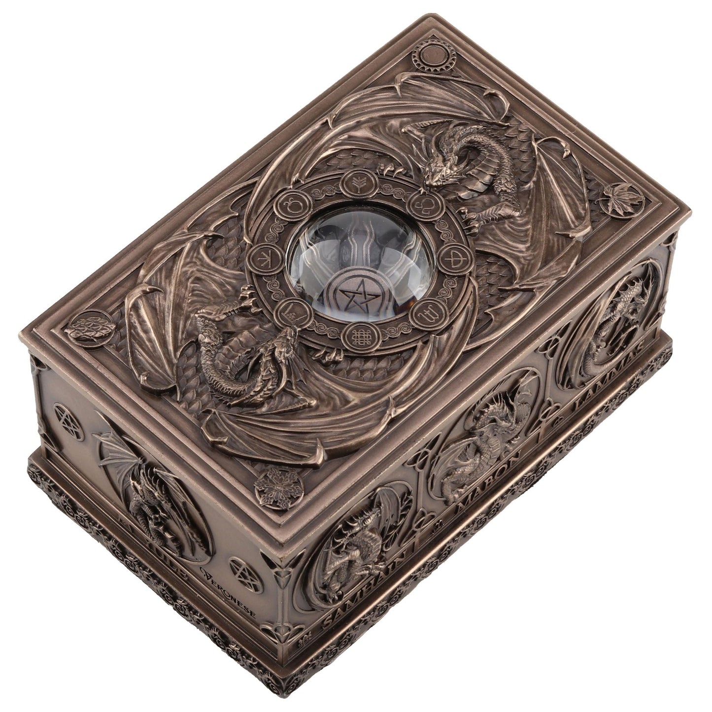 Veronese Design Dragons of The Sabbats Cold Cast Resin Mystic Bronze Finish Tarrot Box