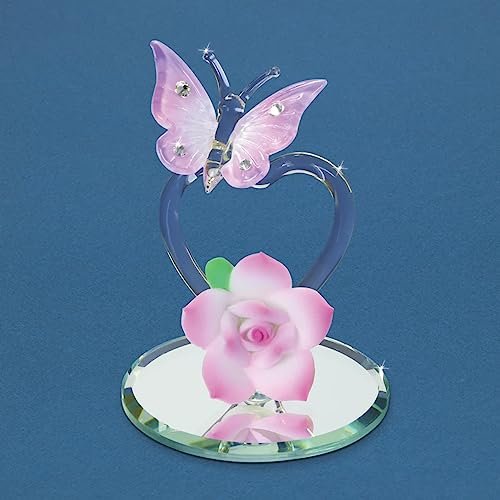 Glass Baron Violet Butterfly with Heart Figurine
