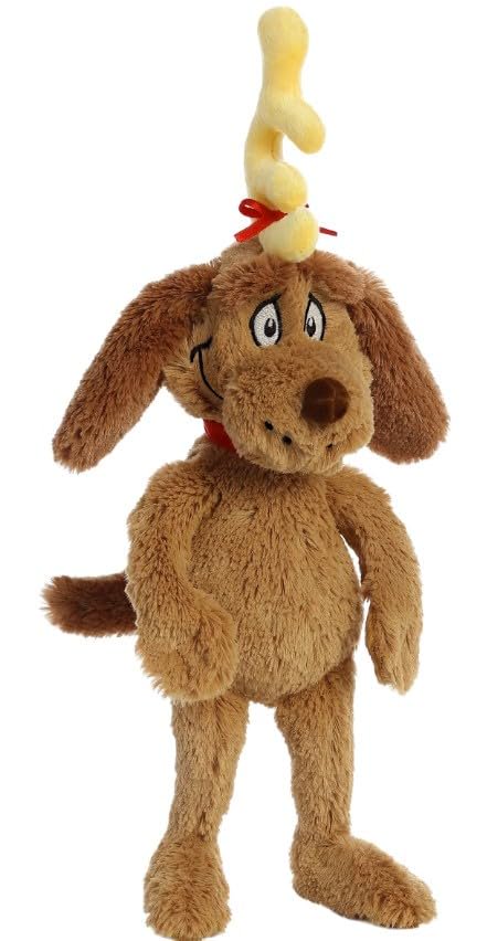 Aurora World Plush - Dr. Seuss The Grinch with Max & Cindy Lou Who, Green, Brown, Pink, White, Yellow