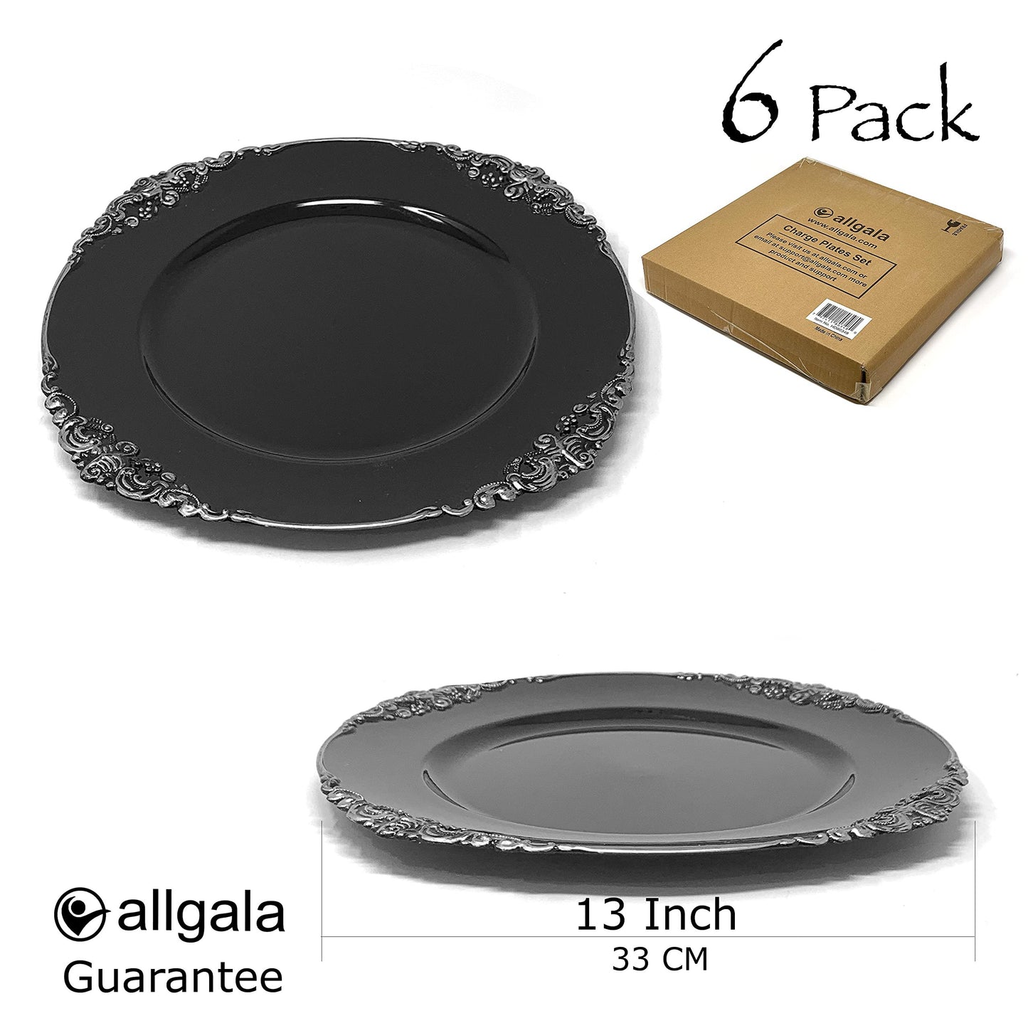 allgala Heavy Quality Round Charger Plates - Elegant Gold Chargers for Dinner Plates