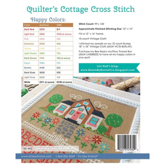 It's Sew Emma Quilters Cottage Cross Stitch pattern, White