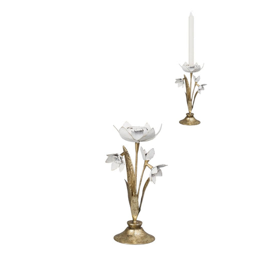 December Diamonds Daffodil Candleholder – Hand-Painted Floral Spring Candle Holder