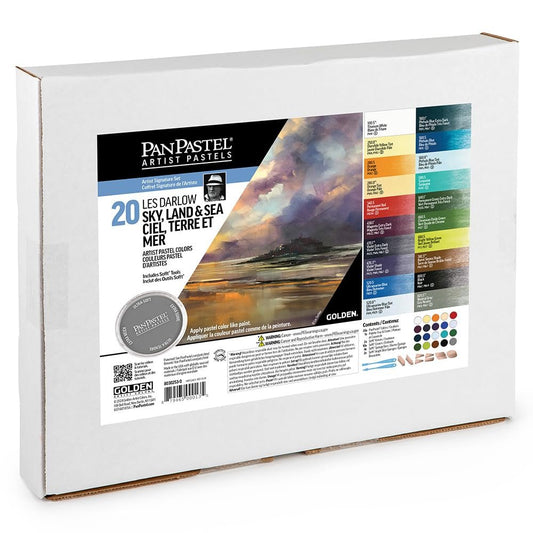 PanPastel Artist Pastels by GOLDEN, Sky, Land & Sea - Les Darlow Set, 20 Color, Professional Artist Pastels, Unique Pan Format (cake-like)
