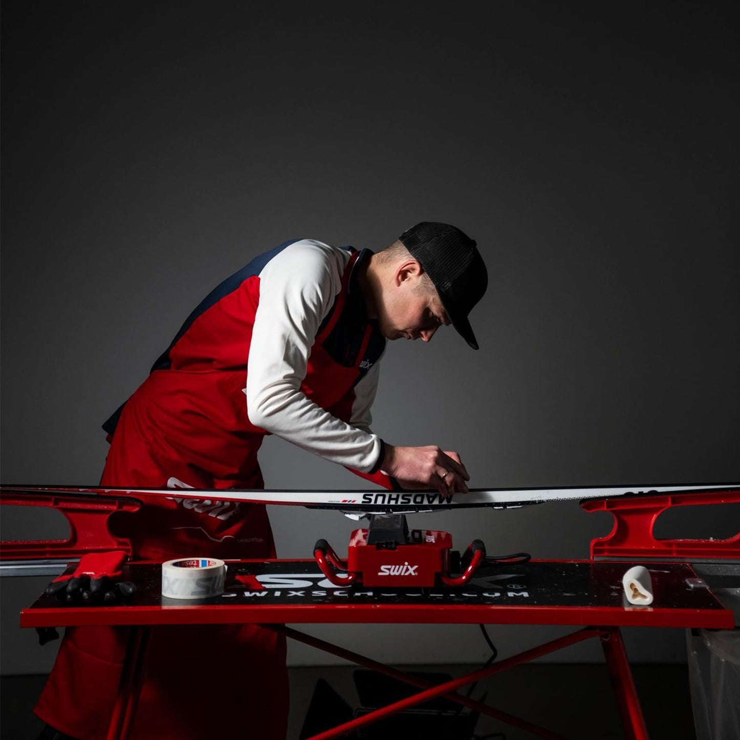 Swix T75W Wide, 120 x 35cm | Compact Lightweight Wax Table One Leg Height Adjustment ski-and-Snowboard-Tuning-Accessories, Red