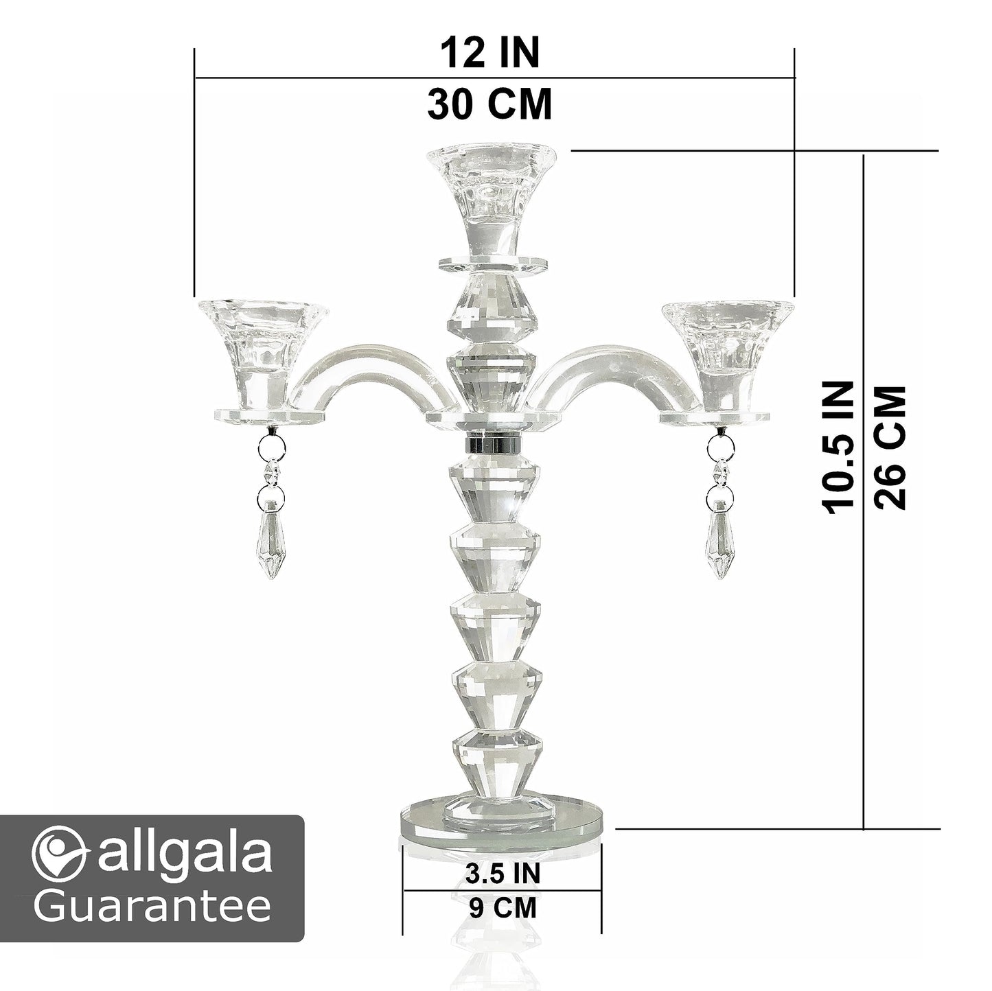 Allgala ClearbCrystal Candelabra Taper Candlestick Candle Holder