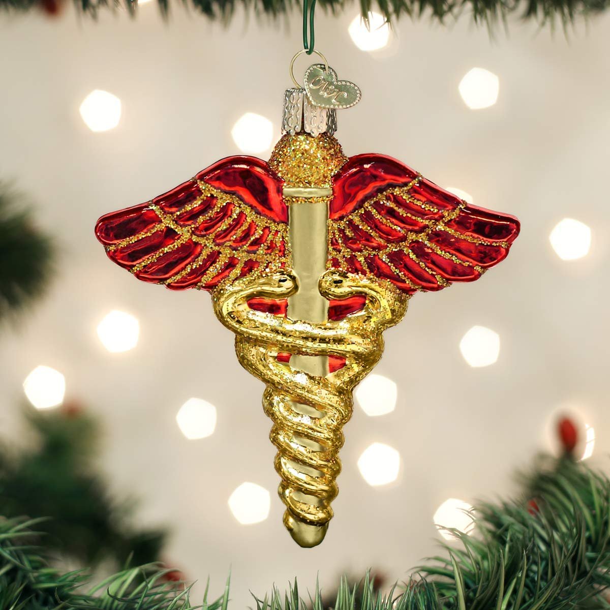 Old World Christmas Ornaments: Doctor Tools Glass Blown Ornaments for Christmas Tree, Medical Symbol, 4x4