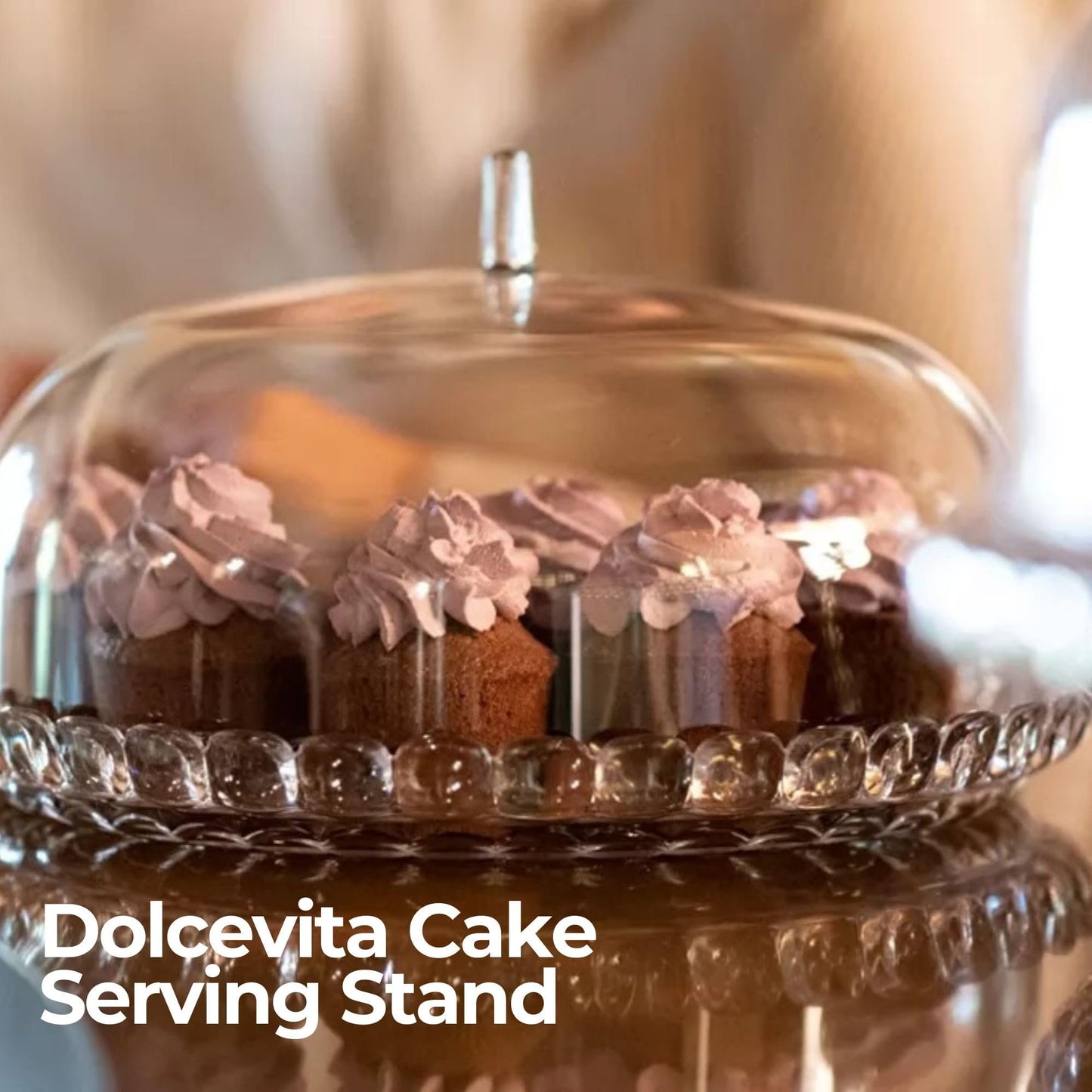 Guzzini Dolcevita 12" Cake Stand with Dome Lid - Mother of Pearl, Multi - Purpose Use for Dessert Table, Cupcake Stand, Cake Display, BPA-Free Display Stand for Parties, Weddings, Kitchen