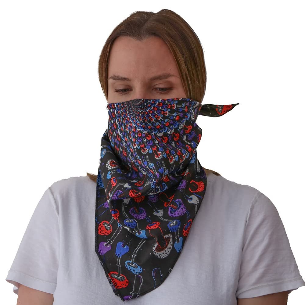 Sunshine Joy 3D Magic Mushroom Spiral Bandana 22x22 Inches