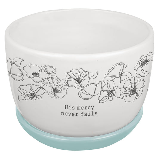 Christian Art Gifts Two Piece Table Top Planter Pot Set with Detachable Ceramic Saucer Tray & Drainage Hole for Women with Inspirational Scripture, Indoor & Outdoor Plants, Multicolor