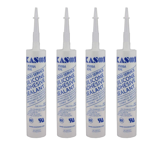 Kason 3700 Series Rubbaseal Silicone Sealant, Pack of 4, Aluminum 10.3 oz. Tubes, 63700000003