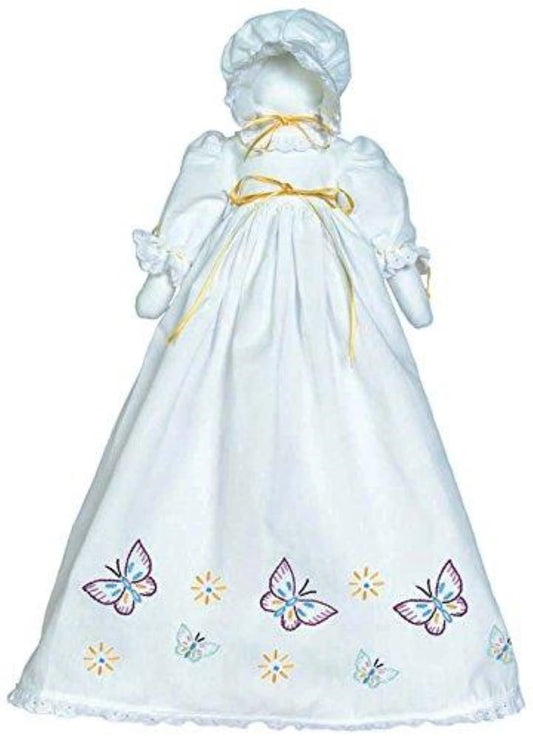 Jack Dempsey Needle Art Jack Dempsey Stamped White Pillowcase Doll Kit, Butterflies Galore