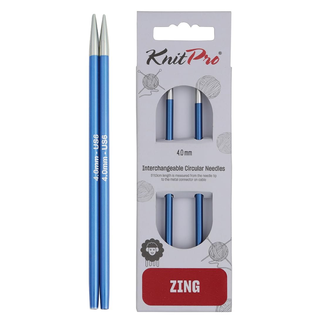 KnitPro Zing Interchangeable Circular Needles 4" (10cm)