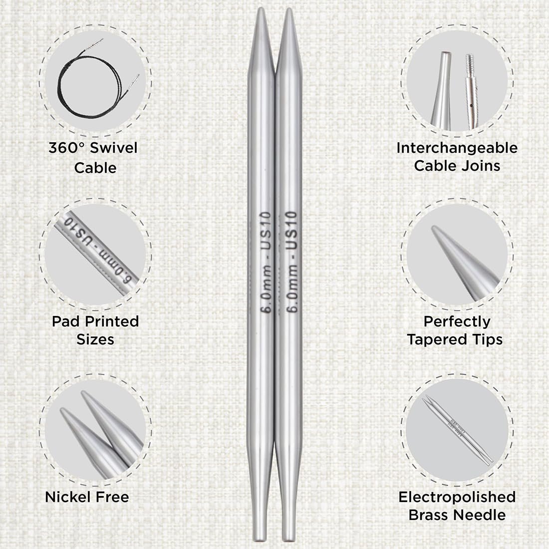 KnitPro Nova Chunky Interchangeable Needle Set 5" (13cm) | 5 US Sizes (11 to 19)