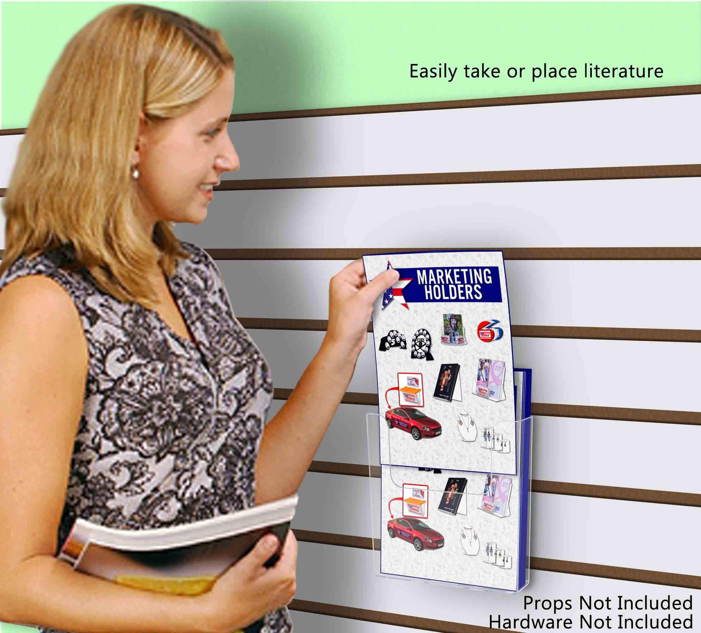 Marketing Holders 4 Pack Slatwall Bifold Bin for 6" Printed Literature and Graphic Material in Retail Stores Theme Parks and Travel Agencies Space Saving Booklet Clear Acrylic Display Organizer