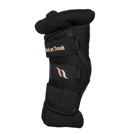 Back on Track Royal Padded Hock Boots Deluxe w/Holes - Equestrian Protective Supportive Horse Hock Boots with Hook & Loop Closure, Black - L