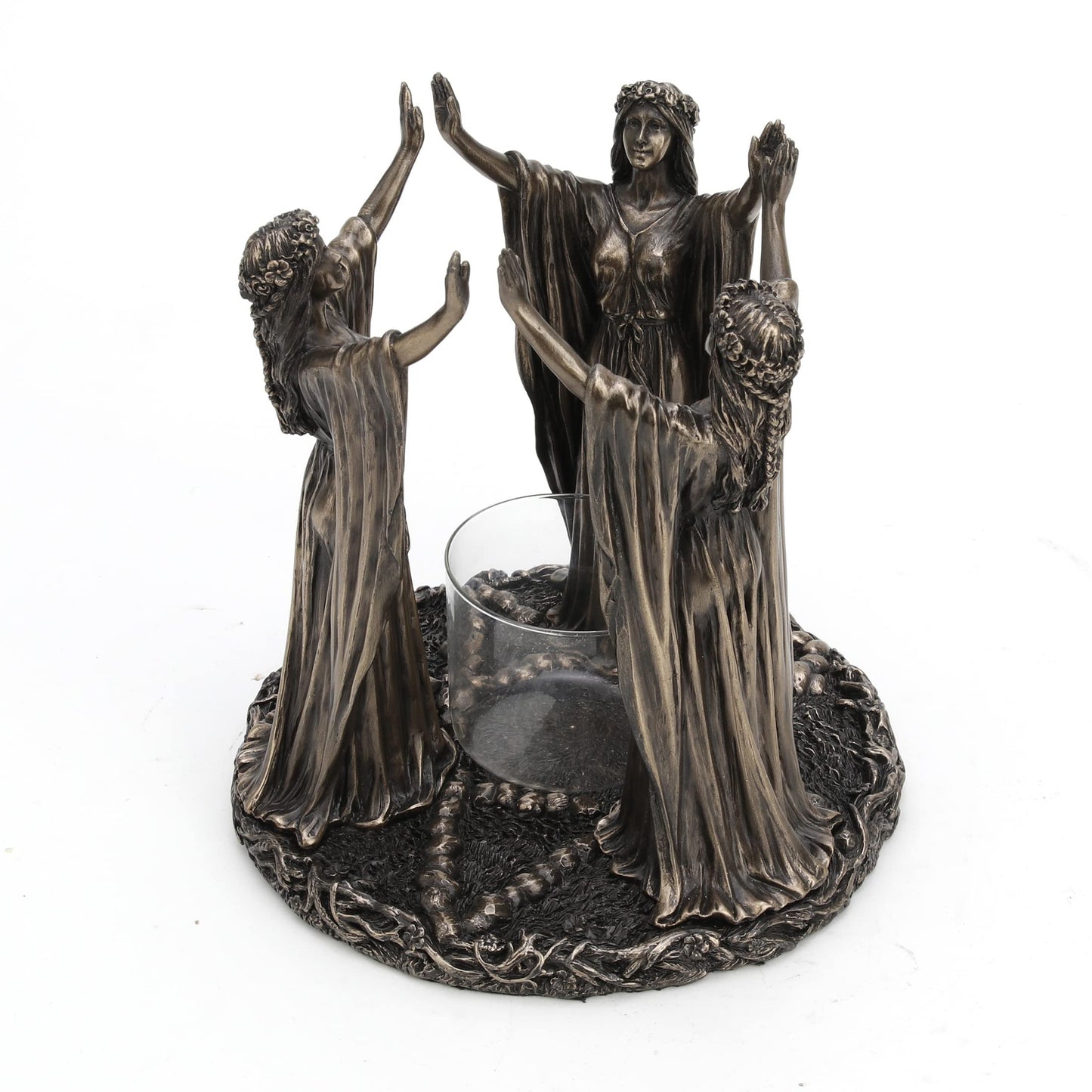 Veronese Design Wicca Triple Goddess Festive Ritual Cold Cast Resin Antique Bronze Finish Candle Holder