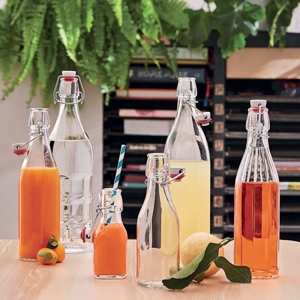 Set of 2 Bormioli Rocco Swing Top Bottles 1litre Olive of Oil Vinegar Liquids