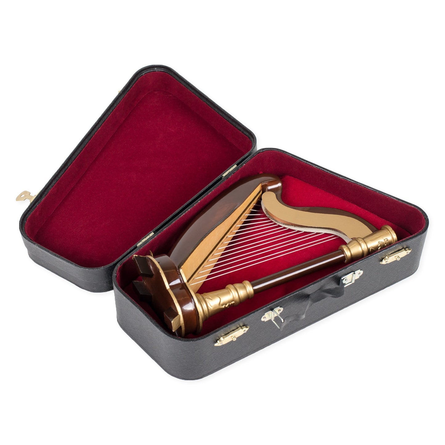 Broadway Gift Harp Miniature Replica Rich Wood & Gold Tone 6 x 8 Resin Stone Tabletop Figurine