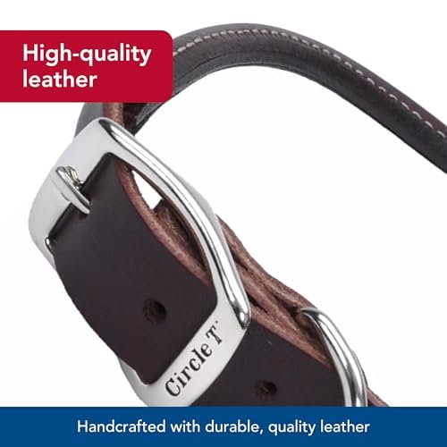 Coastal Pet Circle T Latigo Leather Round Dog Collar - Handcrafted Leather Pet Collar for Dogs - Comfortable Dog Collar for Dogs with Long Hair or Sensitive Skin