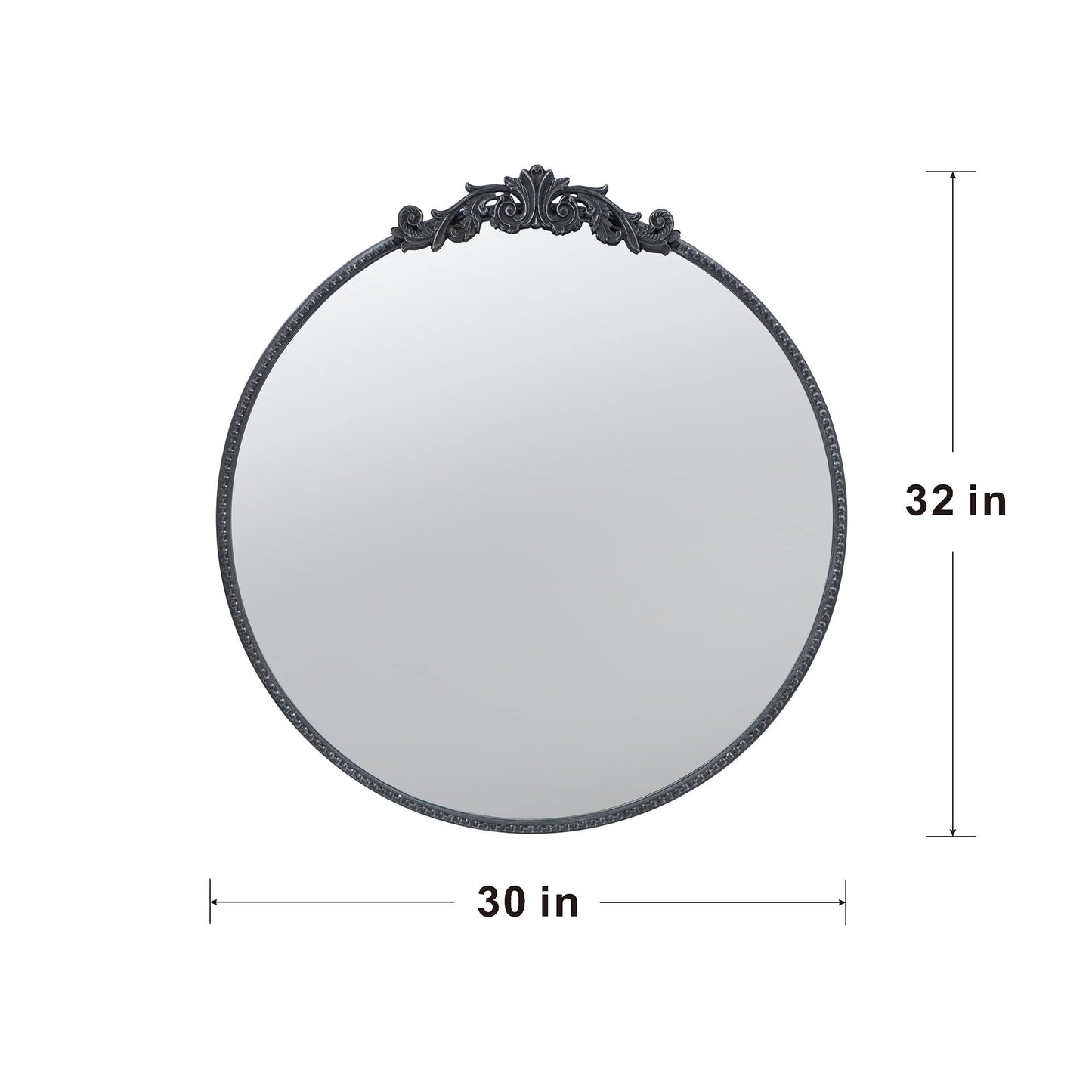 A&B Home Circle Mirror, 30"x32" Wall Mounted Mirrors with Round Black Metal Frame for Bathroom Bedroom Living Room Entryway