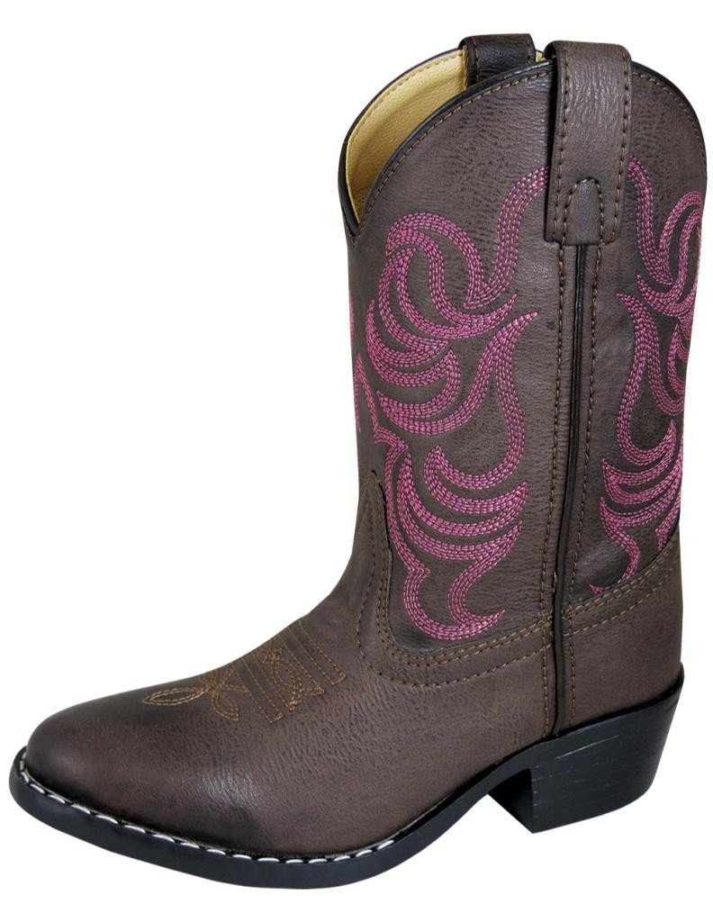 Smoky Mountain Girls Brown with Pink Stitch Monterey Western Cowboy Boots