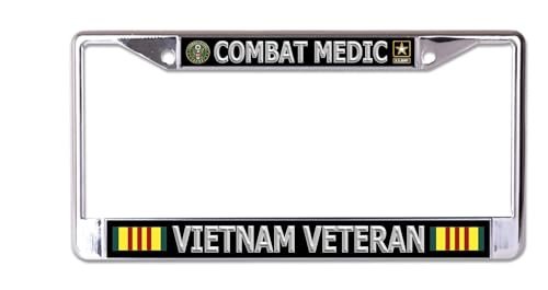 U.S. Army Combat Medic Vietnam Veteran Chrome License Plate Frame