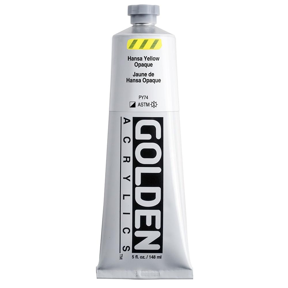 Heavy Body Acrylics by GOLDEN, Hansa Yellow Opaque, 5 fl. oz. Tube, Professional Acrylic Paint, Semi-Opaque