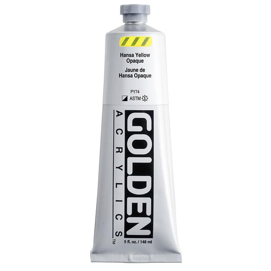 Heavy Body Acrylics by GOLDEN, Hansa Yellow Opaque, 5 fl. oz. Tube, Professional Acrylic Paint, Semi-Opaque