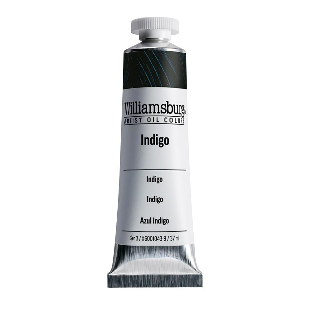 Williamsburg Artist Oil Colors by GOLDEN, Indigo, 37 ml tube, Professional Oil Paint, Semi-Opaque