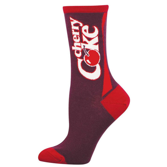 Socksmith Women's Cherry Coke Crew Socks, Maroon
