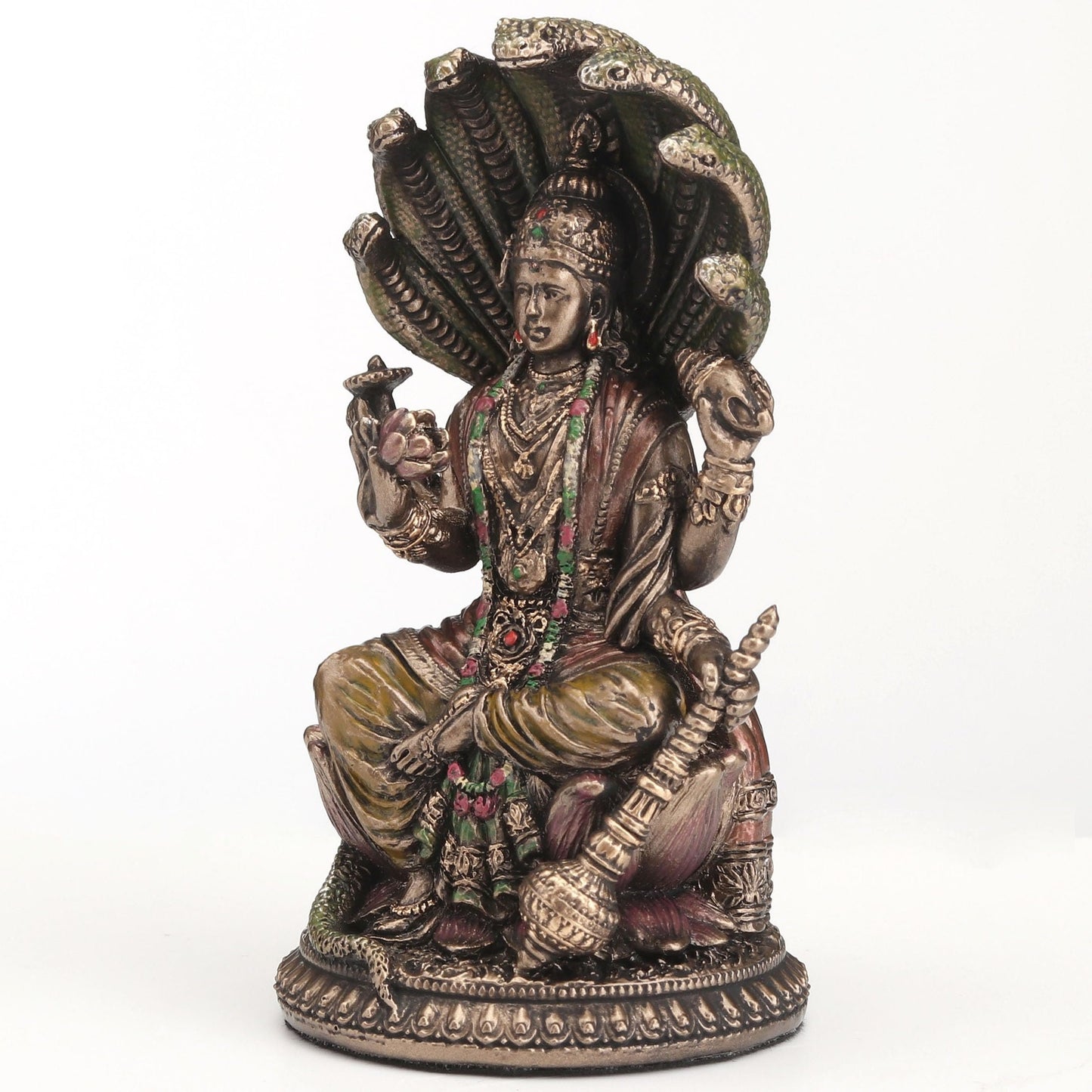 Veronese Design 3 3/4 Inch Shesha Vishnu Cold Cast Resin Bronze Finish Hindu God Idol Sculpture