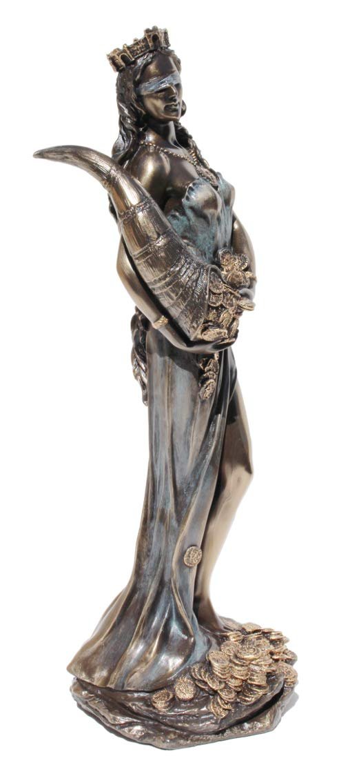 11.38 Inch Blinded Greek Goddess Fortuna Cold Cast Bronze Figurine