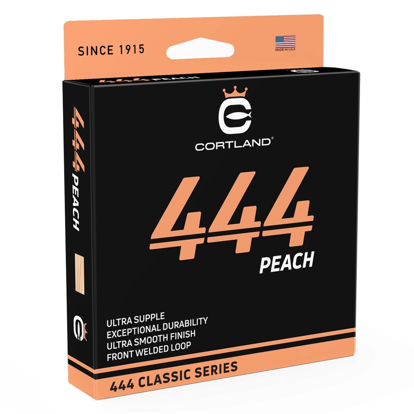 CORTLAND 444 Peach Fly Fishing Line with Front Welded Loop - 90 FT Durable Easy Casting Ultra Supple High Floating Classic Series Fly Rod Line for Freshwater