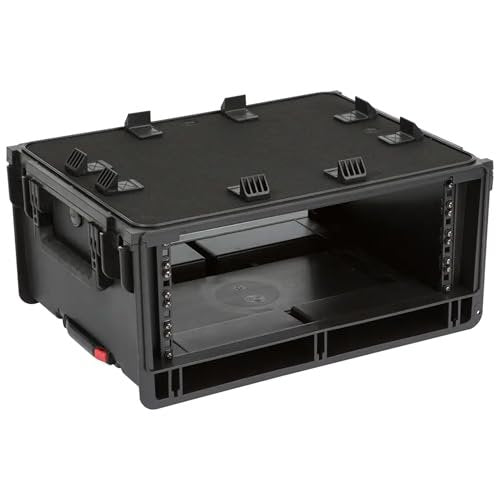 SKB Studio Flyer Rack Case 4U - Durable Mobile Studio Solution with Injection Molded Shell, TSA Locks, and Wheels for Musicians, DJs, and Producers - Securely Transport and Protect Your Gear
