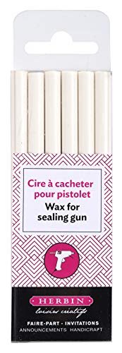 Herbin Glue Gun Sealing Wax Sticks, Package of 6, for Standard Low Heat Glue Gun, Mailable, 5 Seals per Stick, 17 Colors, Classic and Pearlescent