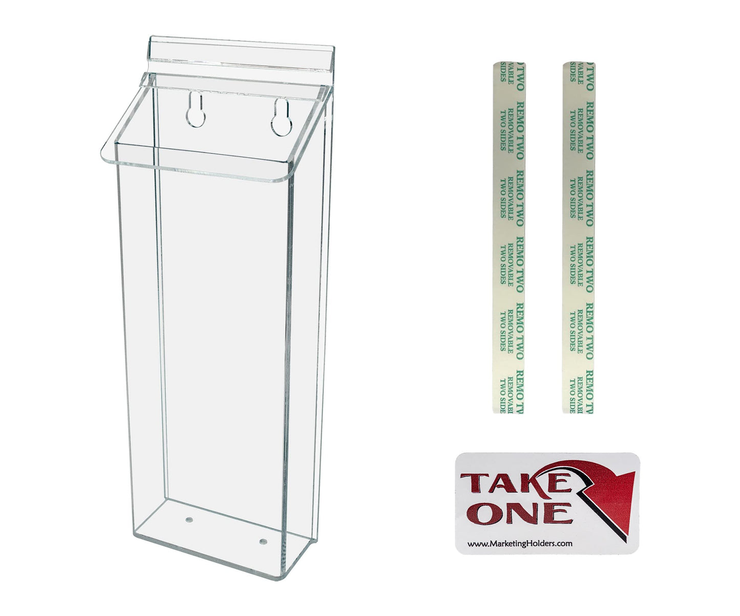 Marketing Holders Outdoor Brochure Holder Box Clear with White Lid Holds 4" x 9" Trifolds Real Estate Sheets Pamphlets Menus for Sign Store Front Display Take One Caddy