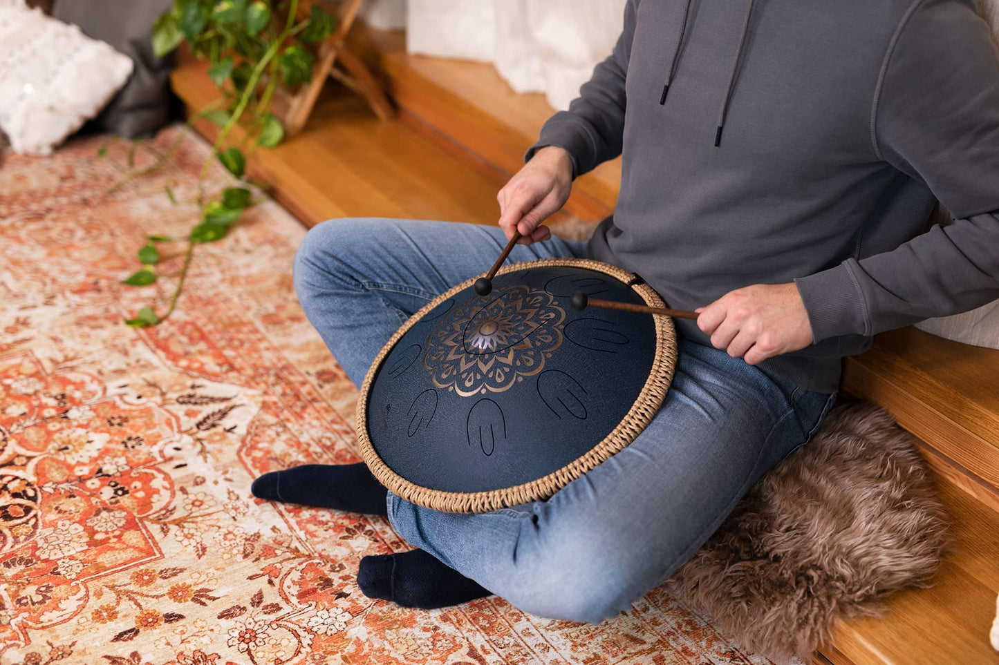 Meinl Sonic Energy Octave Steel Tongue Drum 9 Notes 16" with Mallets, Bag — Sound Healing Instrument for Musical Education, Meditation, ASMR, Yoga