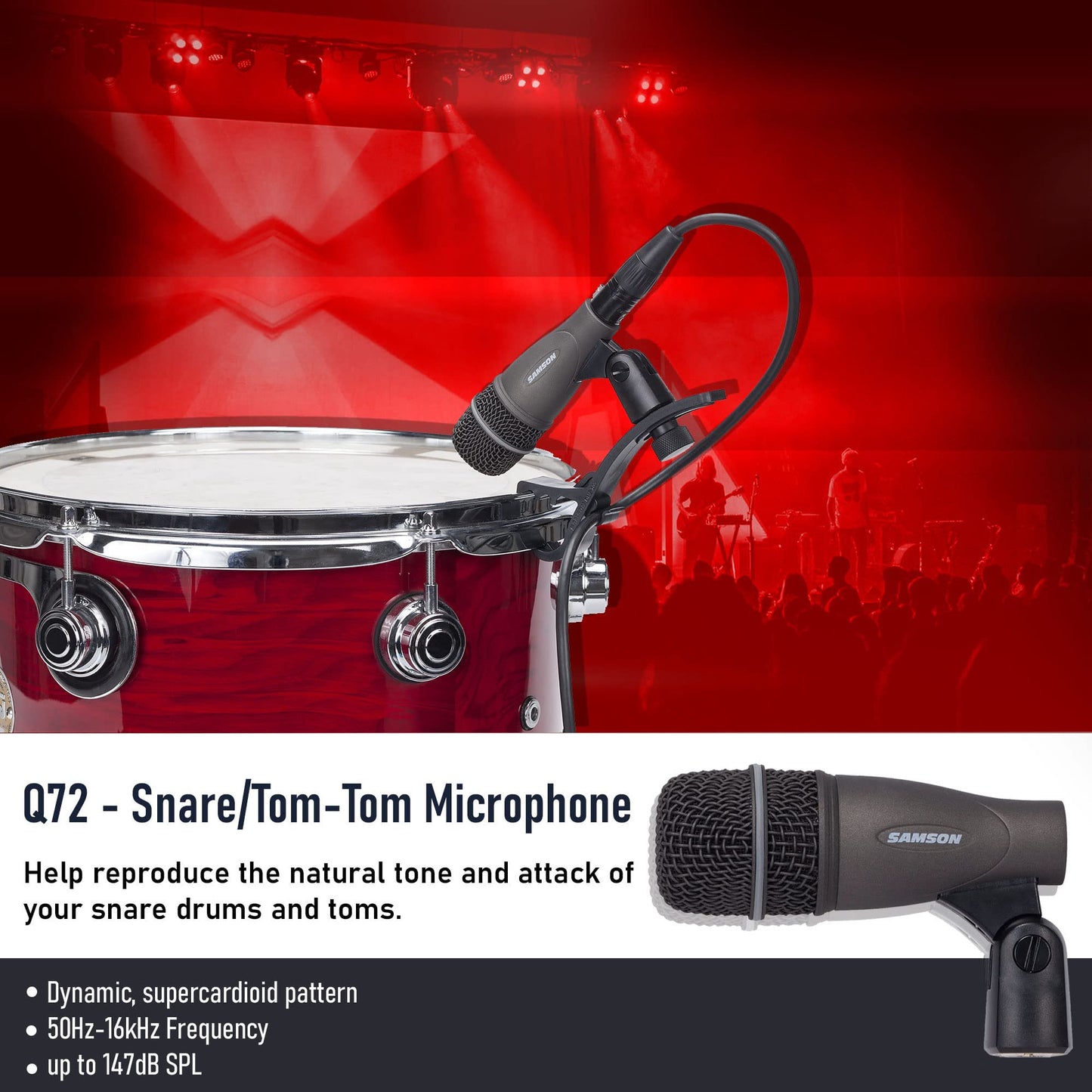 SAMSON DK707 7-Piece Drum Microphone Kit with 7 Premium XLR Mic Cables, XLR-M to -F - Recording Accessory Bundle