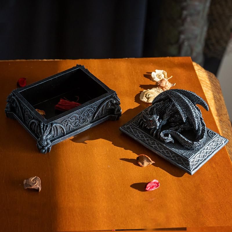 Pacific Giftware Celtic Dragon Jewelry Box – Mythical Winged Guardian Decorative Trinket Holder, Medieval Alchemy Design, Perfect for Dungeons & Dragons Collectibles, 5" L x 4.5" H