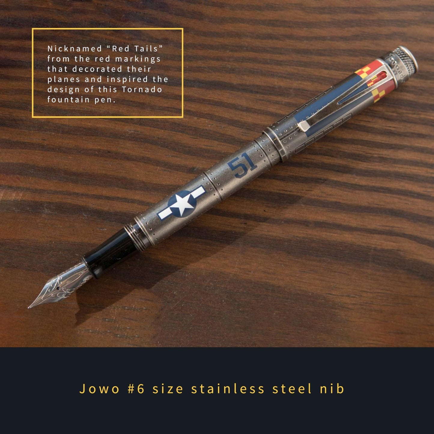 Retro 51 Tornado Fountain Pen - P-51 Mustang Edition, Extra Fine Nib - Collector's Item & Writing Masterpiece
