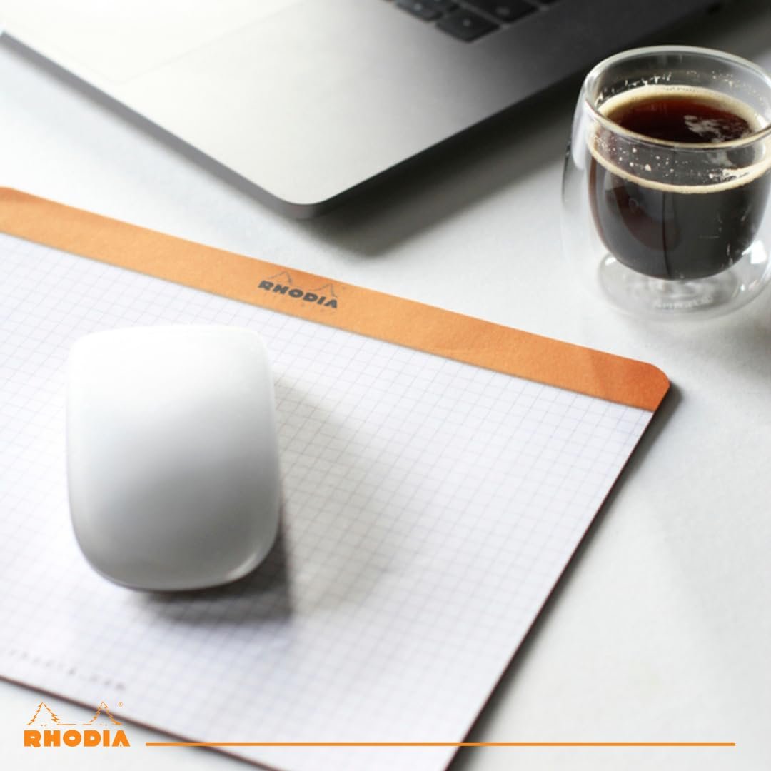 Rhodia 19410C - Mouse Mat Notepad, 19x23cm, Squared, 30 Detachable Sheets, Clairefontaine Paper 80g, Non-Slip Base