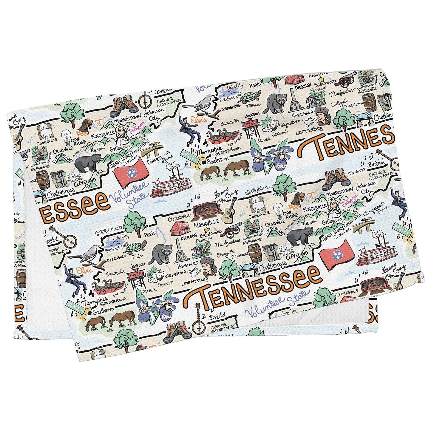 Fish Kiss 16"x24" Map Towel is 100% Microfiber Waffle Weave Help You Explore in Detail – Our Super Absorbent & Soft, Machine Washable State Map Towel is Stain & Wrinkle Resistant