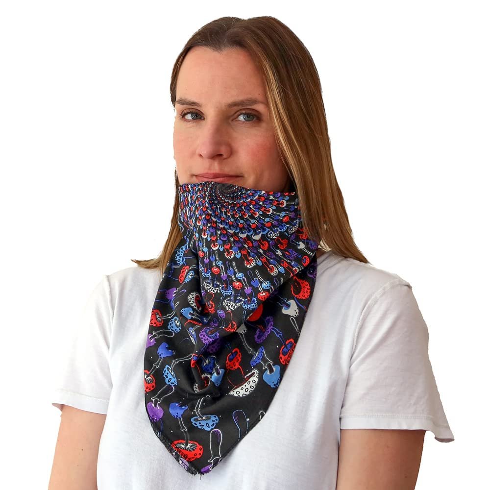 Sunshine Joy 3D Magic Mushroom Spiral Bandana 22x22 Inches