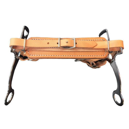 HILASON Adjustable Fleece Lined Leather Noseband Hackamore Bit with Curb Chain