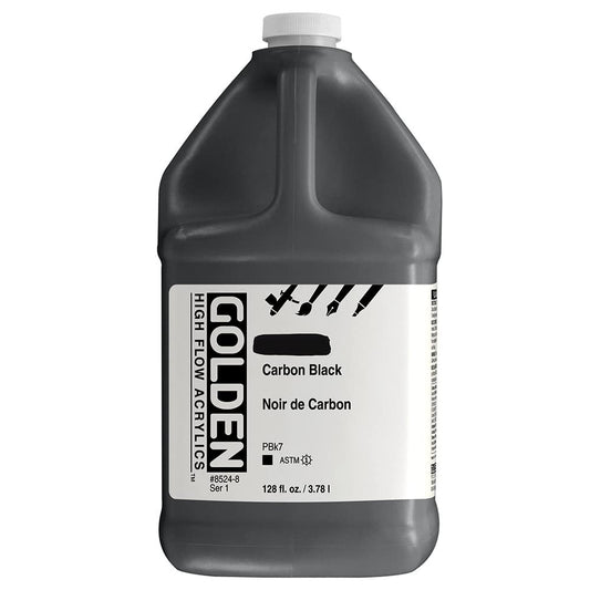 GOLDEN High Flow Acrylics, Carbon Black, 128 fl. oz. Jug, Professional Acrylic Paint, Opaque