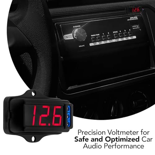 Taramps Automotive Digital Voltmeter VTR 1000 Black, Red LED Automotive Car Audio, Digital Display, Measure and Monitor Electrical Voltage of The Battery, Easy to Install