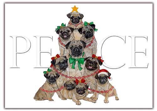 Pug Christmas Cards Set of 10 cards & 10 envelopes