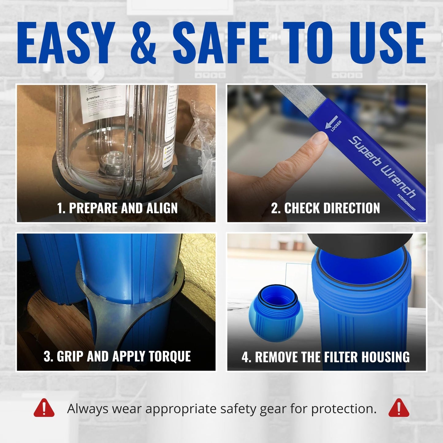 Superb Wrench HW-SL-MW4 Replacement Filter Housing Wrench, Silver/Blue